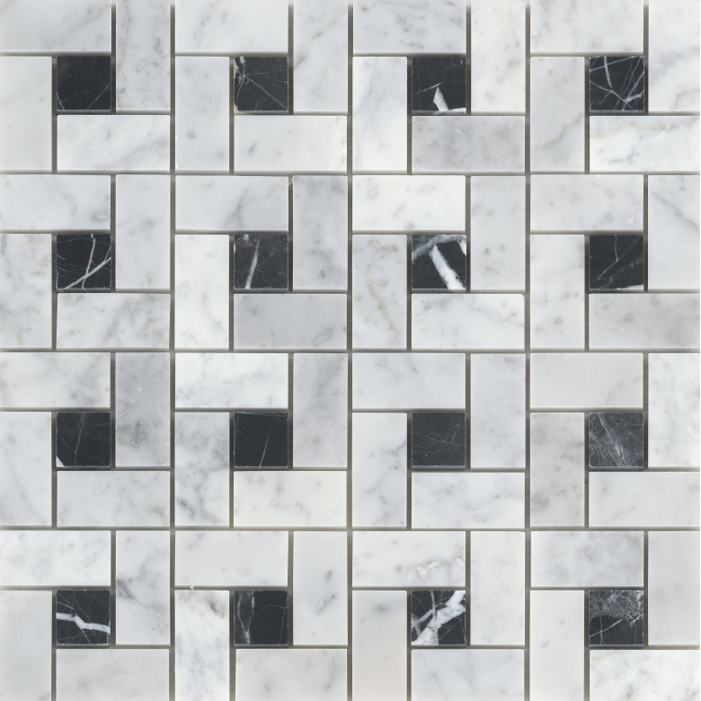 MARBLE - 0.5X1/12X12, BLACK BIANCO GIOIA, HONED